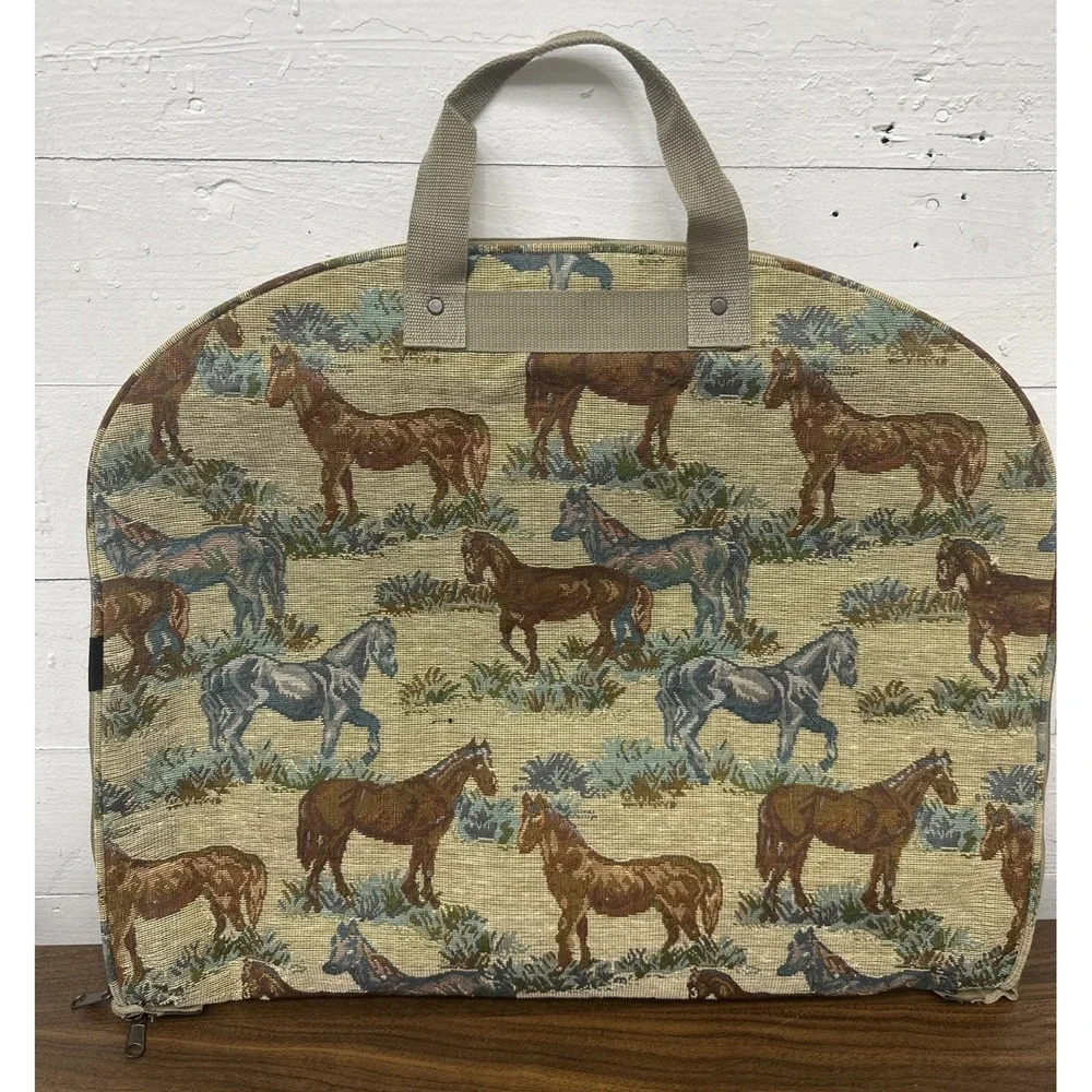 Men's And Women's Vintage Horse Garment And Carry Bag Color Brown Blue Zip Up...